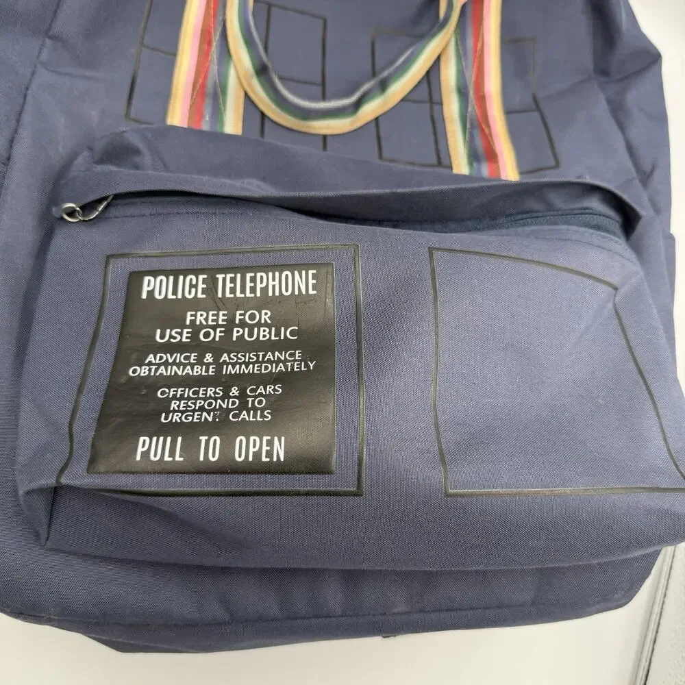Doctor Who TARDIS Backpack BBC 2019 Blue Police Box Rainbow Trim Licensed